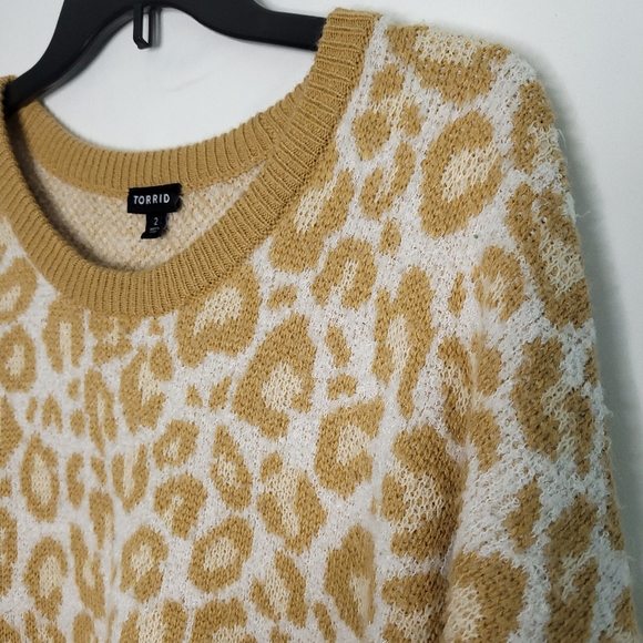 TORRID Popcorn Leopard Print Drop Shoulder Sweater Women's Size 2X - Picture 6 of 12
